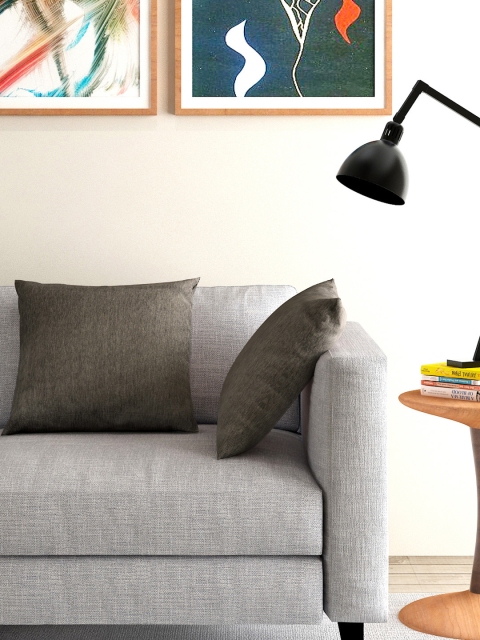 

S9home by Seasons Charcoal Grey Set of 2 16'' x 16'' Square Cushion Covers