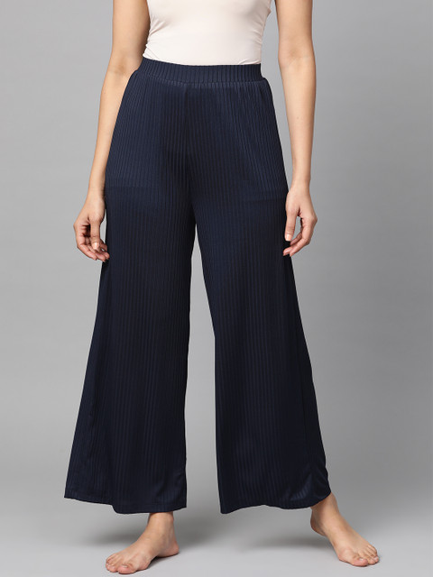 

Femella Women Navy Blue Relaxed Regular Fit Self-Striped Lounge Pants