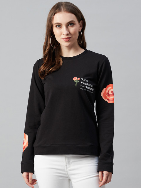 

Femella Women Black Printed Sweatshirt