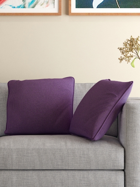 

S9home by Seasons Purple Set of 2 Textured 16'' x 16'' Square Cushion Covers