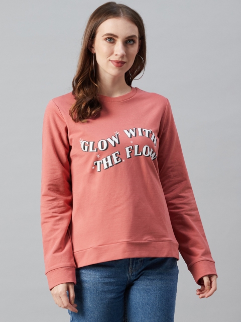 

Femella Women Dusky Pink & White Typography Print Sweatshirt