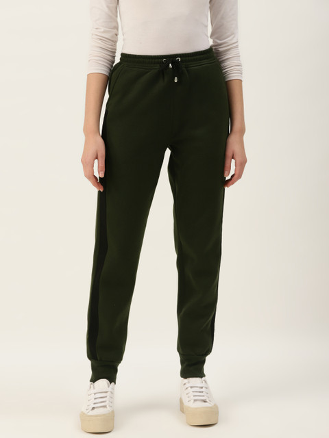 

Alsace Lorraine Paris Women Olive Green Solid Joggers
