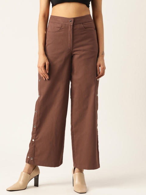 

Alsace Lorraine Paris Women Brown High-Rise Solid Parallel Trousers