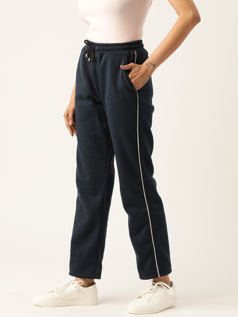

lsace Lorraine Paris Women Navy Blue Straight Fit Solid Track Pants
