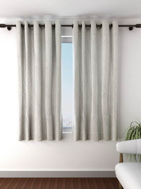 

S9home by Seasons Set of 2 Grey Patterned Window Curtains