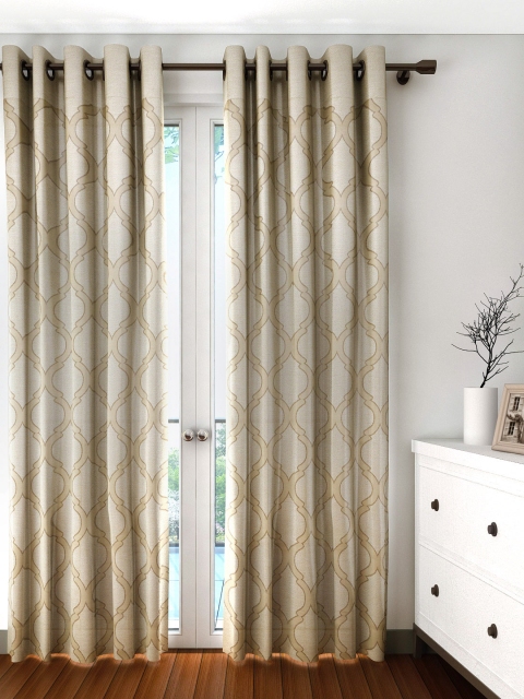 

S9home by Seasons Set of 2 Beige Patterned Long Door Curtains