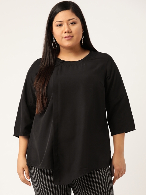 

Revolution Women Plus Size Black Solid Asymmetric Top