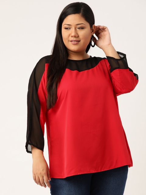 

Revolution Women Plus Size Red & Black Solid Top