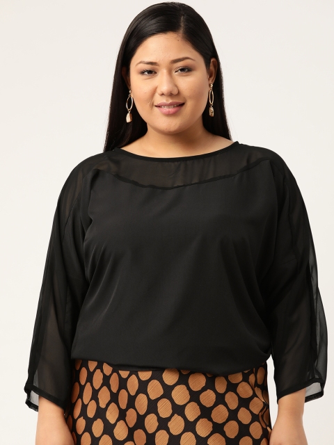 

Revolution Plus Size Women Black Solid Top