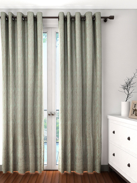 

S9home by Seasons Set of 2 Grey Patterned Long Door Curtains