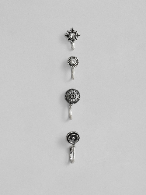 

justpeachy Set of 4 Oxidised Silver-Plated Nose Pins