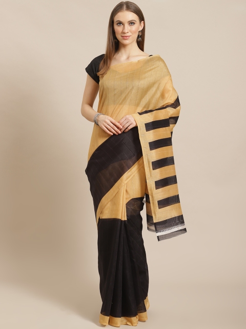

KALINI Beige & Black Colourblocked Saree