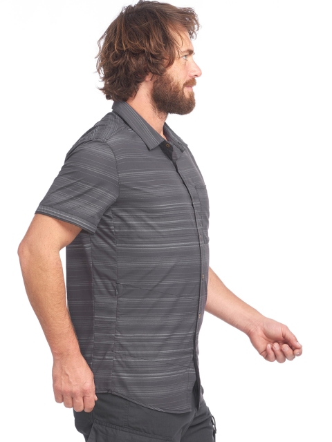 

FORCLAZ By Decathlon Men Grey Half Sleeve Striped Travel Shirt