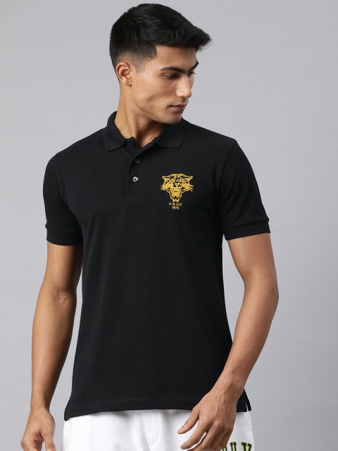 

French Connection Men Black Solid Polo Collar T-shirt
