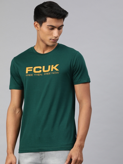 

French Connection Men Green Printed Round Neck T-shirt