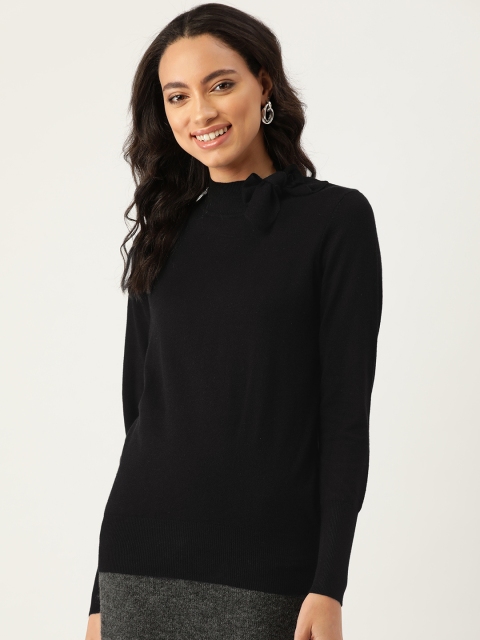

Madame Women Black Solid Pullover