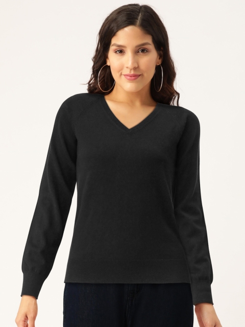 

Madame Women Black Solid Pullover