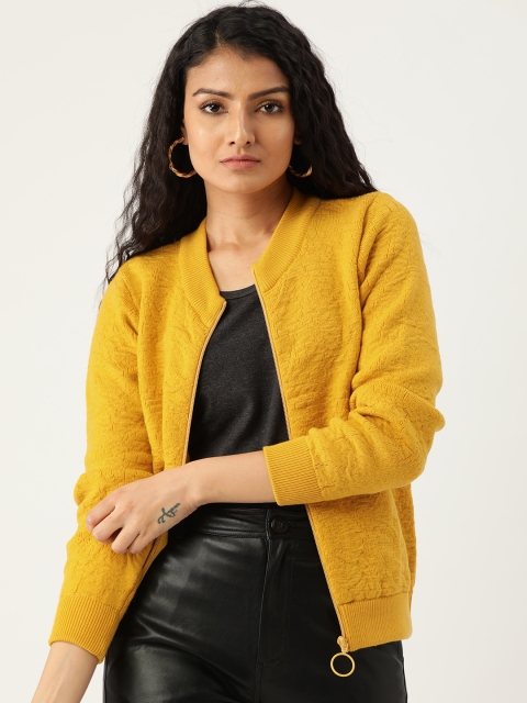 

Madame Women Mustard Yellow Solid Cardigan