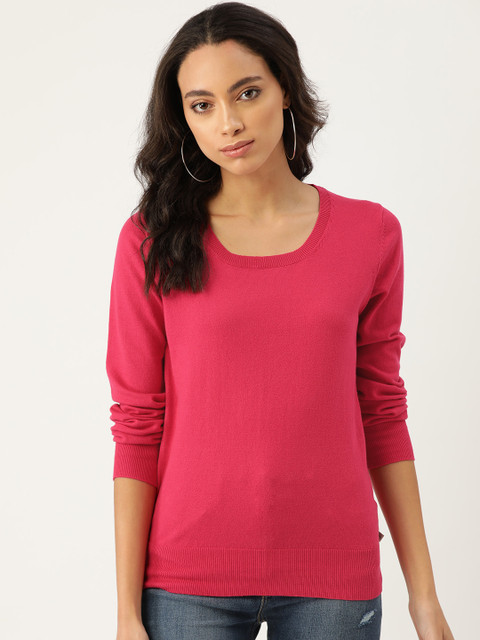 

Madame Women Magenta Solid Pullover Sweater