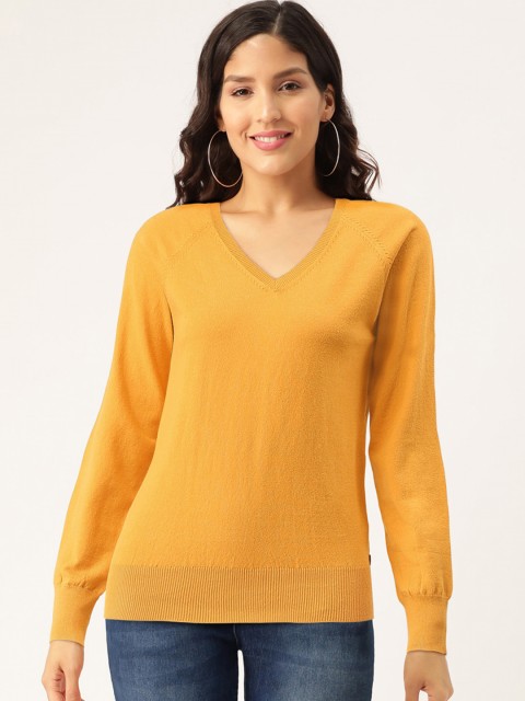 

Madame Women Mustard Yellow Solid Pullover
