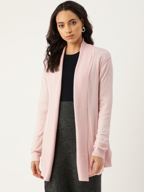 

Madame Women Pink Solid Front-Open Sweater