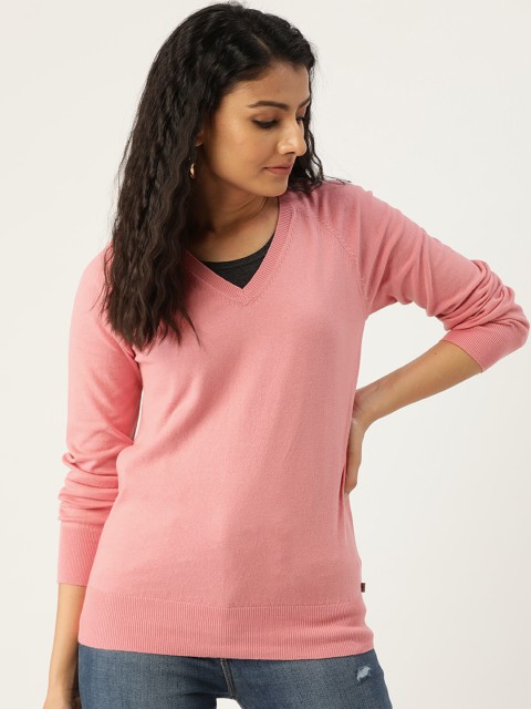

Madame Women Pink Solid Pullover Sweater