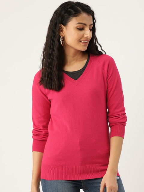 

Madame Women Pink Solid Pullover Sweater