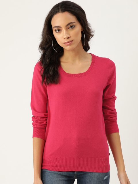 

Madame Women Magenta Solid Pullover Sweater