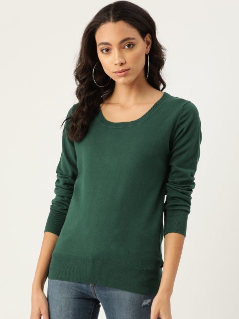 

Madame Women Green Solid Pullover Sweater