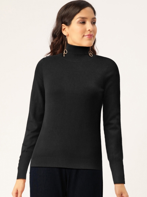 

Madame Women Black Solid Pullover Sweater