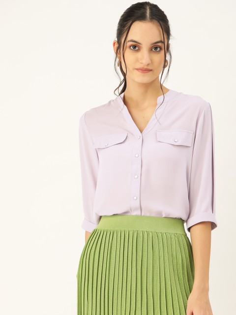

COVER STORY Women Lavender Regular Fit Solid Casual Shirt