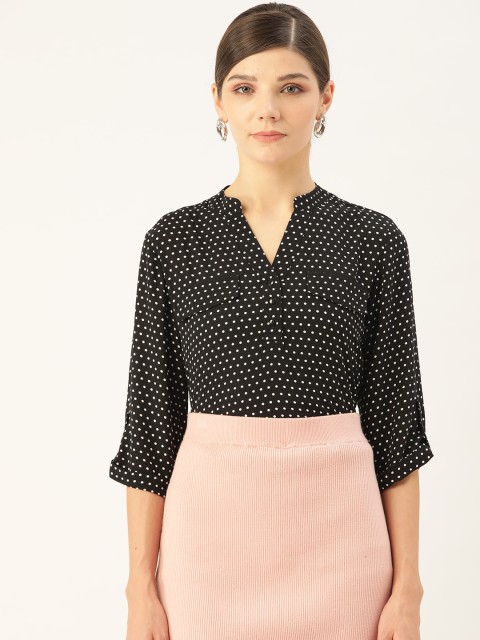 

COVER STORY Women Black & White Regular Fit Polka Dots Print Casual Shirt