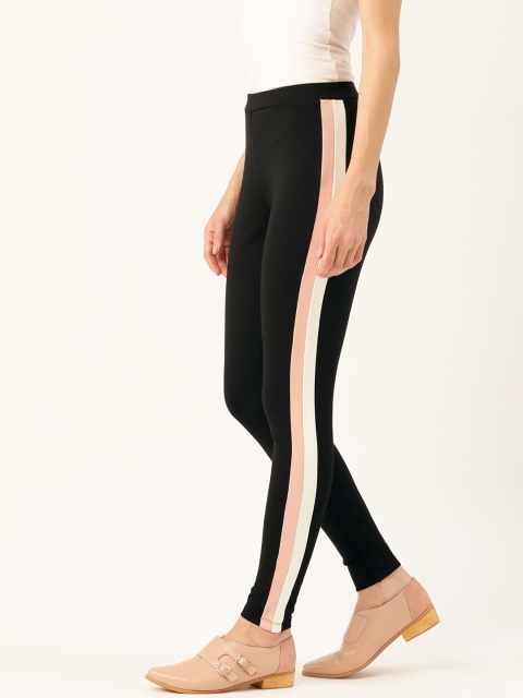 

COVER STORY Women Black Solid Treggings with Stripe Details