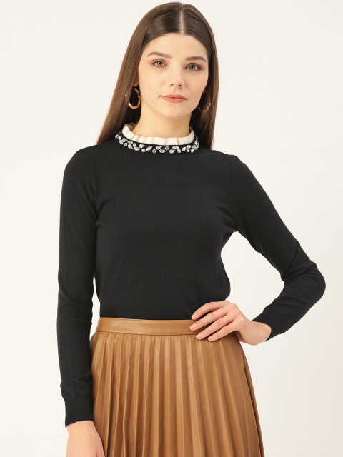 

COVER STORY Women Black Solid Pullover Sweater