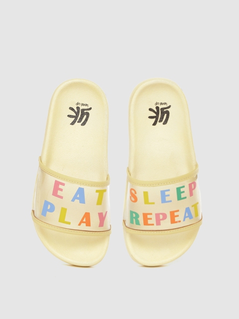 

YK Girls Transparent & Light Yellow Typography Print Sliders