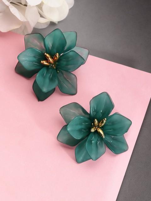 

TOKYO TALKIES X rubans FASHION ACCESSORIES Gold-Plated & Green Floral Studs