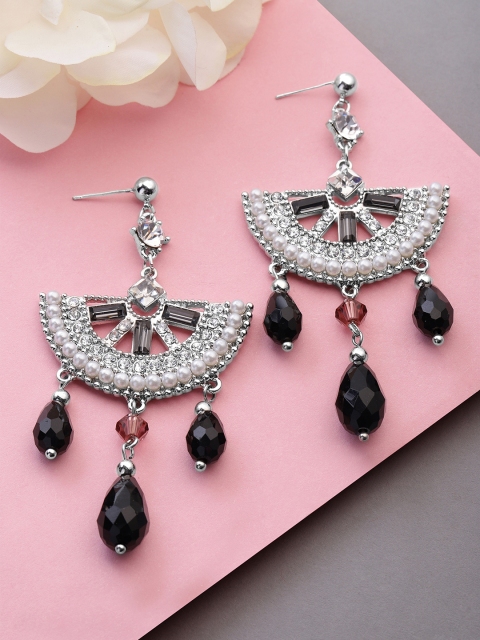 

TOKYO TALKIES X rubans FASHION ACCESSORIES Black & Red Silver-Plated Handcrafted Earrings