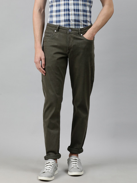 

Louis Philippe Jeans Men Olive Green Comfy Tapered Fit Low-Rise Stretchable Jeans
