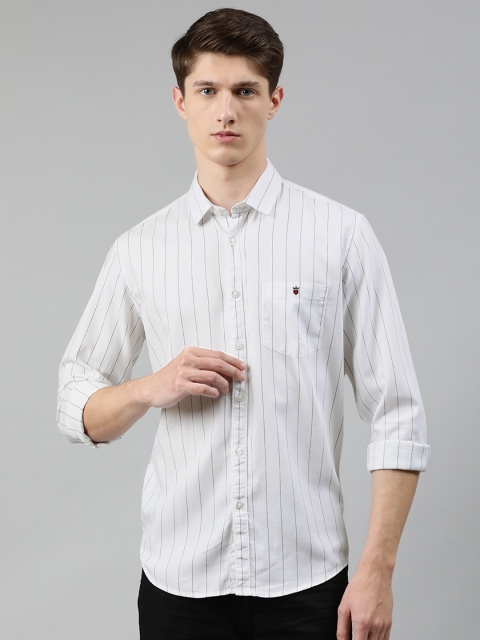 

Louis Philippe Jeans Men White & Black Slim Fit Striped Casual Shirt