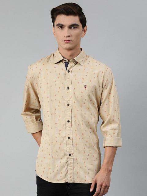 

Louis Philippe Jeans Men Beige Slim Fit Printed Casual Shirt