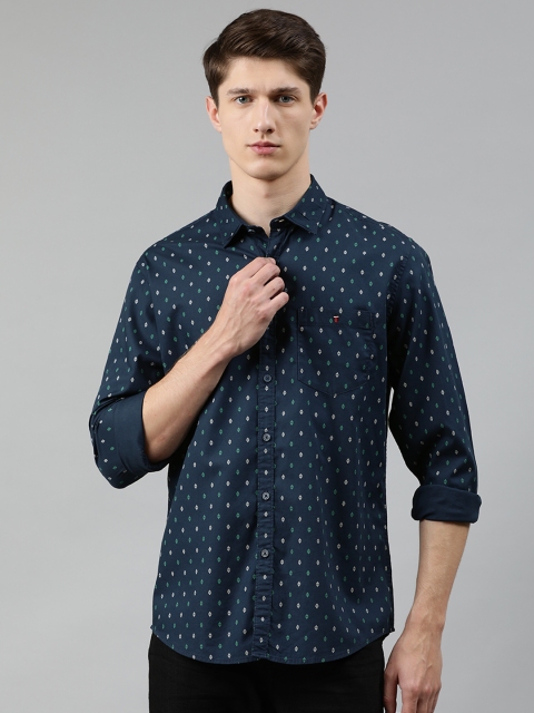 

Louis Philippe Jeans Men Navy Blue Slim Fit Printed Casual Shirt