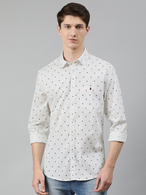 

Louis Philippe Jeans Men White & Black Slim Fit Printed Casual Shirt