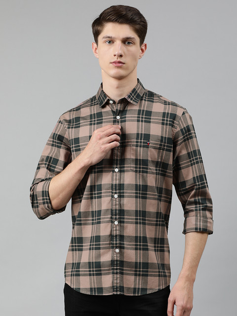 

Louis Philippe Jeans Men Brown & Black Slim Fit Checked Casual Shirt