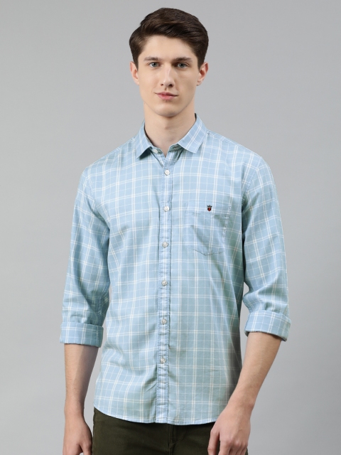 

Louis Philippe Jeans Men Blue & White Slim Fit Checked Casual Shirt