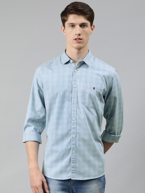 

Louis Philippe Jeans Men Blue & White Slim Fit Checked Casual Shirt