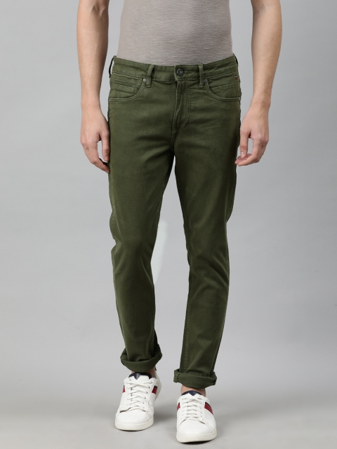 

Louis Philippe Jeans Men Olive Green Albert Super Slim Fit Mid-Rise Stretchable Jeans