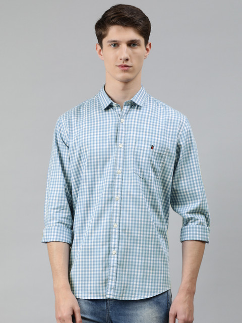 

Louis Philippe Jeans Men Blue & White Slim Fit Checked Casual Shirt