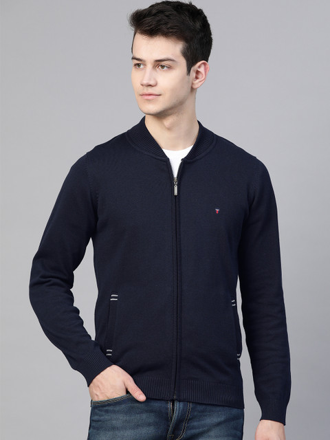 

Louis Philippe Jeans Men Navy Blue Solid Cardigan