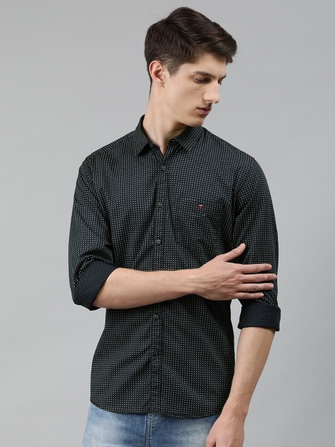 

Louis Philippe Jeans Men Navy Blue & Green Slim Fit Printed Casual Shirt