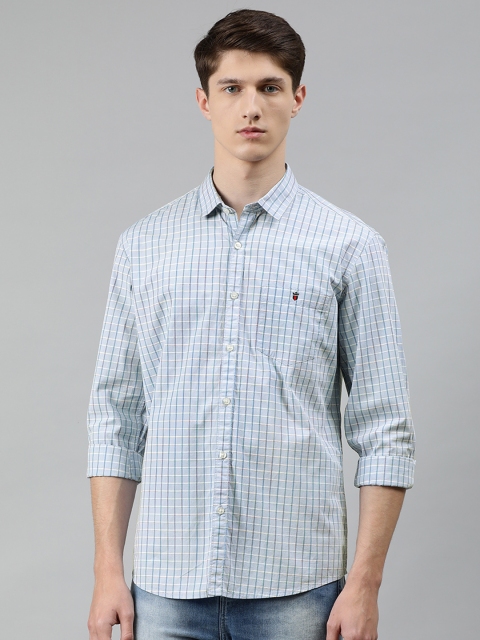

Louis Philippe Jeans Men Blue & White Slim Fit Checked Casual Shirt
